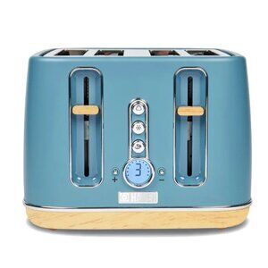 Haden Dorchester‎ 4-Slice Wide Slot Stainless Steel Toaster Stone Blue NWT